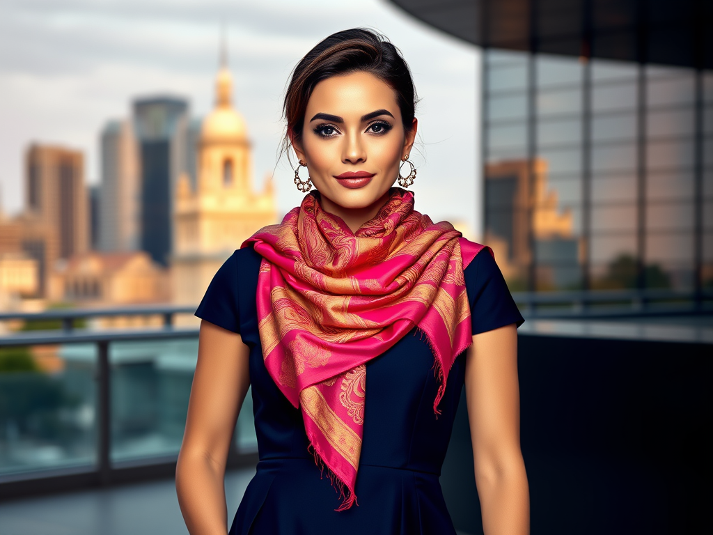 O rochie elegantă și o eșarfă colorată: Combinări stilate